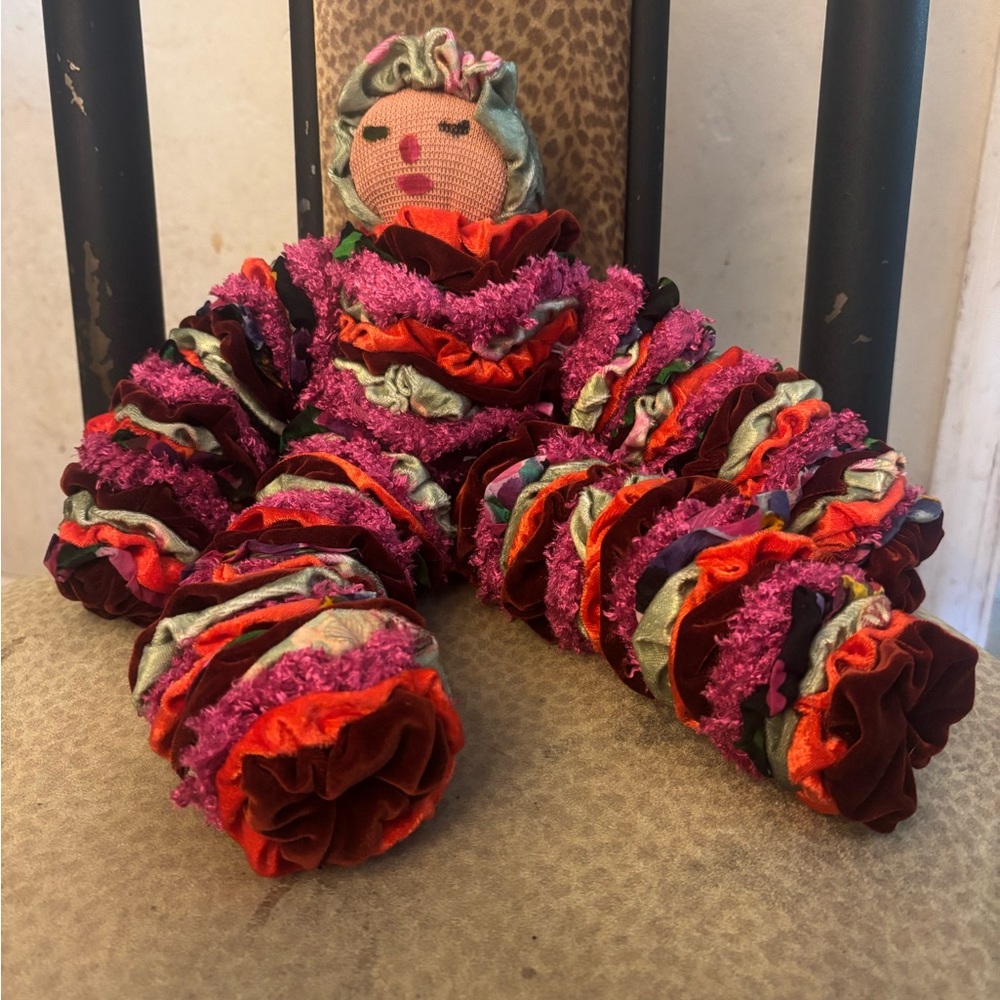 Handmade Ruffled Cloth Doll - Pink, Red, Green, Purple